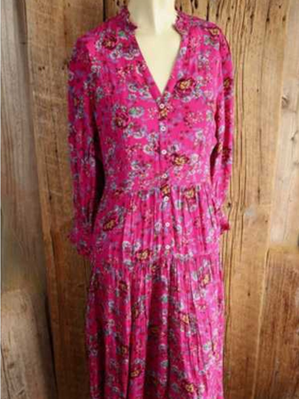 Sundance Magenta Floral button up with matching slip dress.